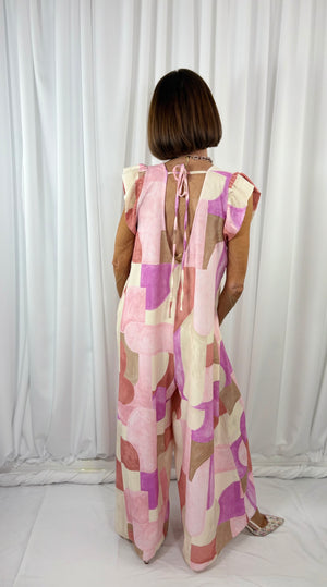 Patras jumpsuit in blush and multi
