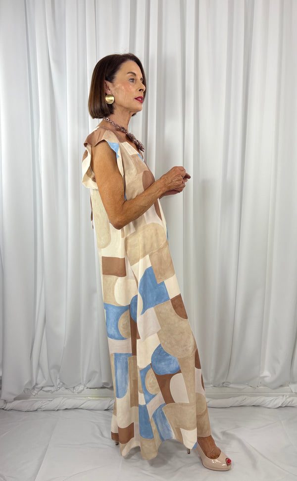 Patras jumpsuit in beige and multi