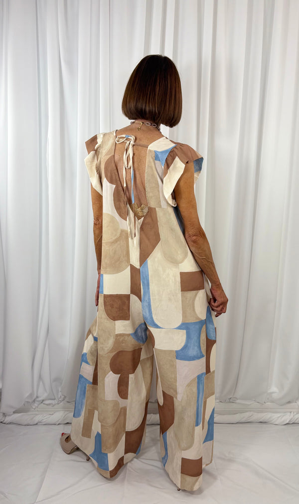 Patras jumpsuit in beige and multi