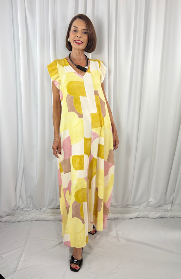 Patras jumpsuit in yellow and multi