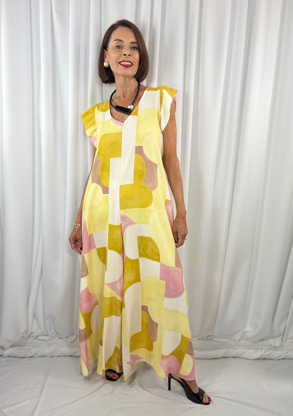 Patras jumpsuit in yellow and multi