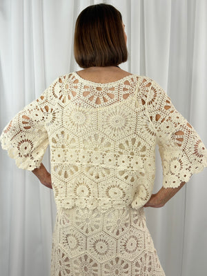 Roberto Crochet suit in cream