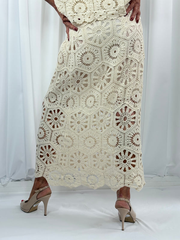 Roberto Crochet suit in cream