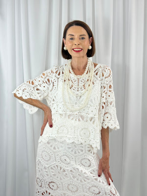 Roberto Crochet suit in white