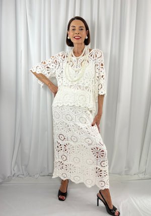 Roberto Crochet suit in white