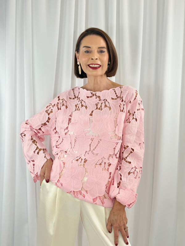 Milan Crochet top in blush