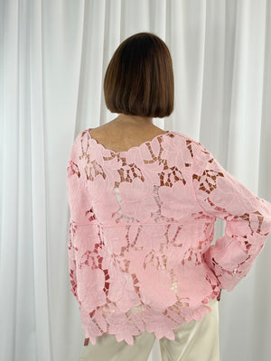 Milan Crochet top in blush