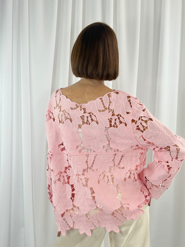 Milan Crochet top in blush