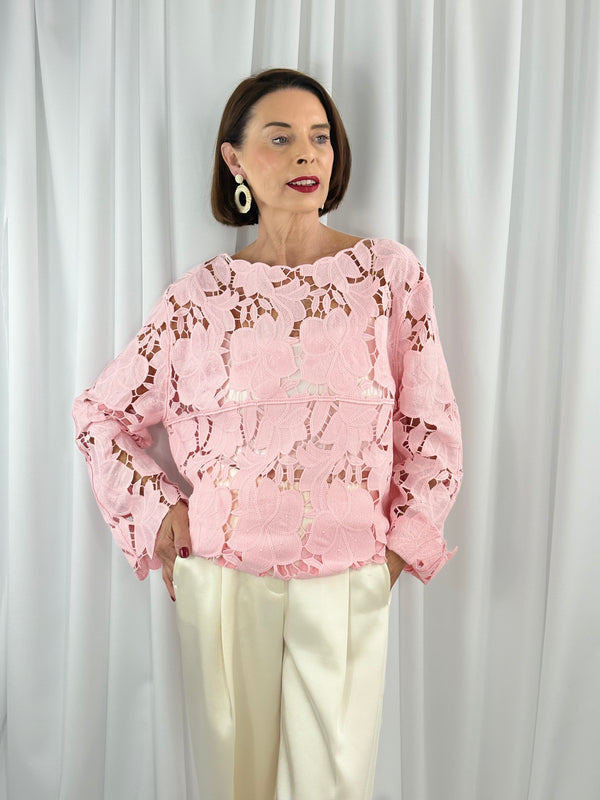 Milan Crochet top in blush