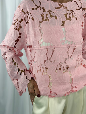 Milan Crochet top in blush