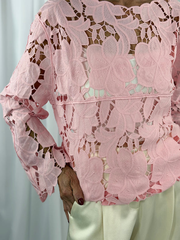 Milan Crochet top in blush