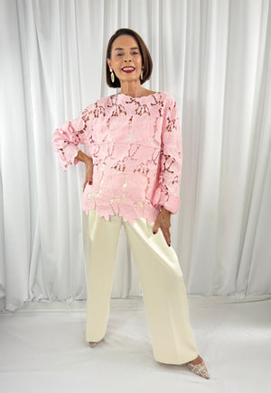Milan Crochet top in blush