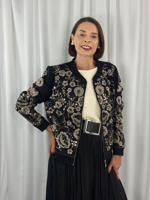 Tilly jacket in black with gold sequin