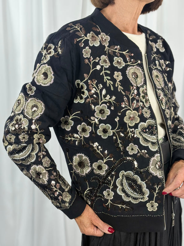 Tilly jacket in black with gold sequin