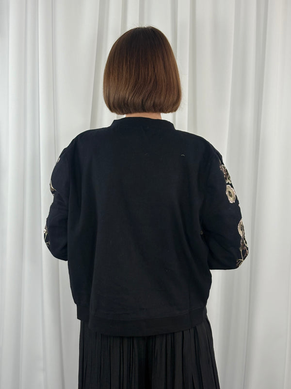 Tilly jacket in black with gold sequin