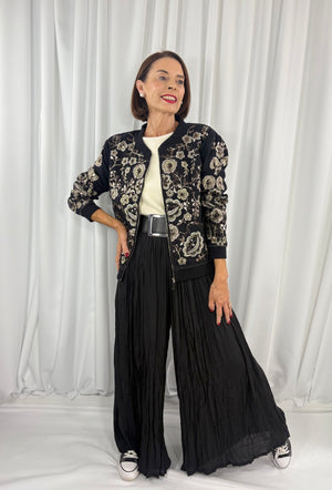 Tilly jacket in black with gold sequin