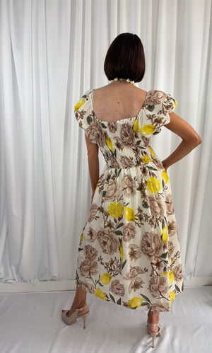 Amalfi Dress in beige and lemon
