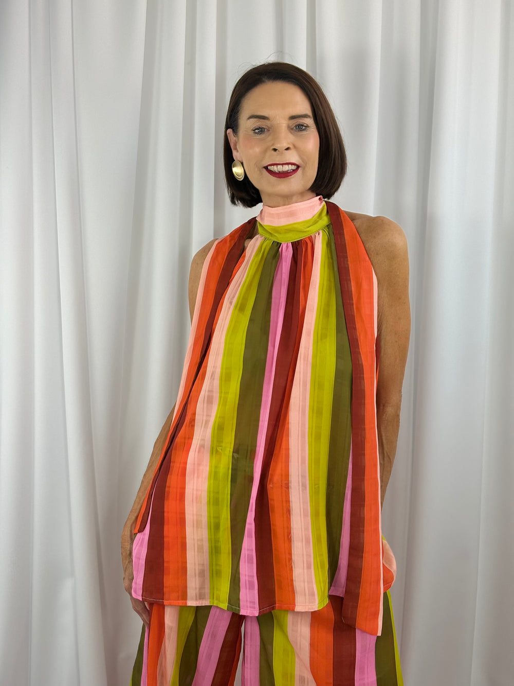 Aira Suit in lime and peach
