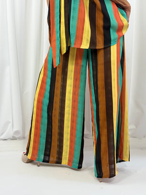 Aira Suit in chocolate and turqouise