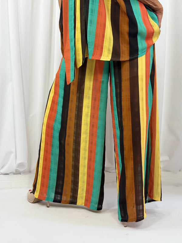 Aira Suit in chocolate and turqouise