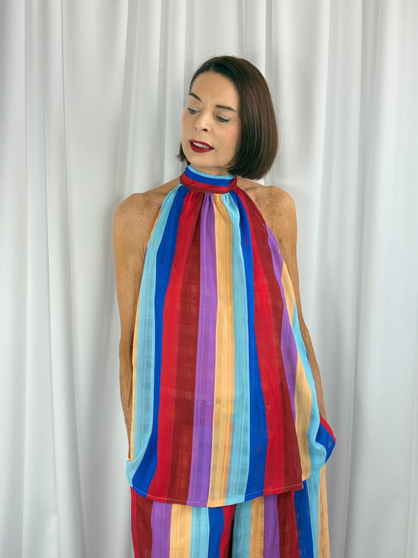Aira Suit in red and royal blue