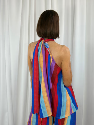Aira Suit in red and royal blue