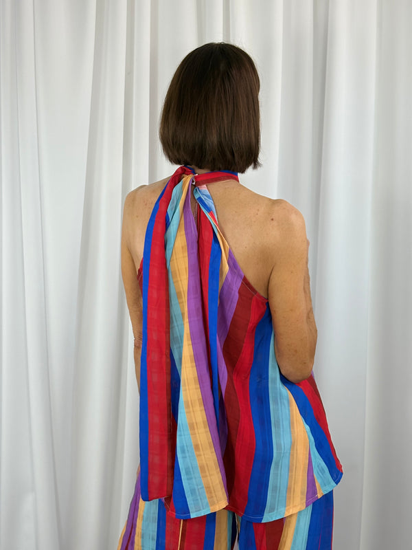 Aira Suit in red and royal blue