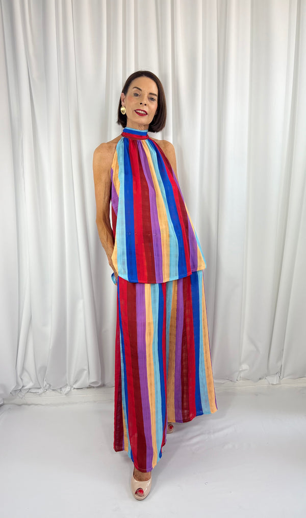Aira Suit in red and royal blue