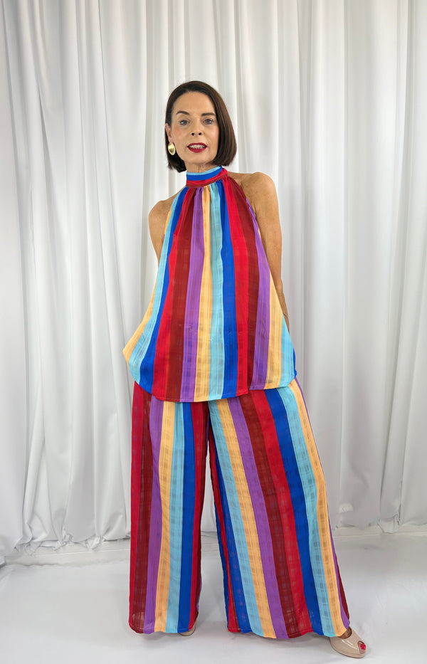Aira Suit in red and royal blue