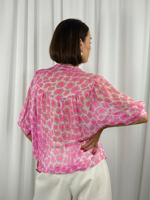 Zerena top in acid pink and lavender