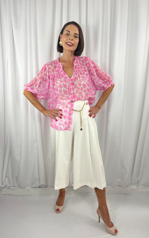 Zerena top in acid pink and lavender