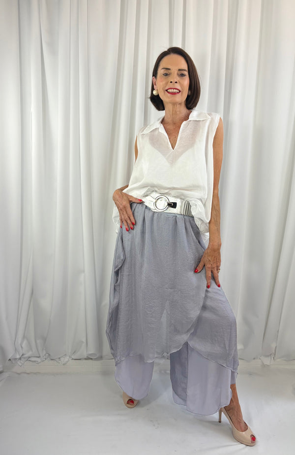 Dune silky harem trousers in light grey