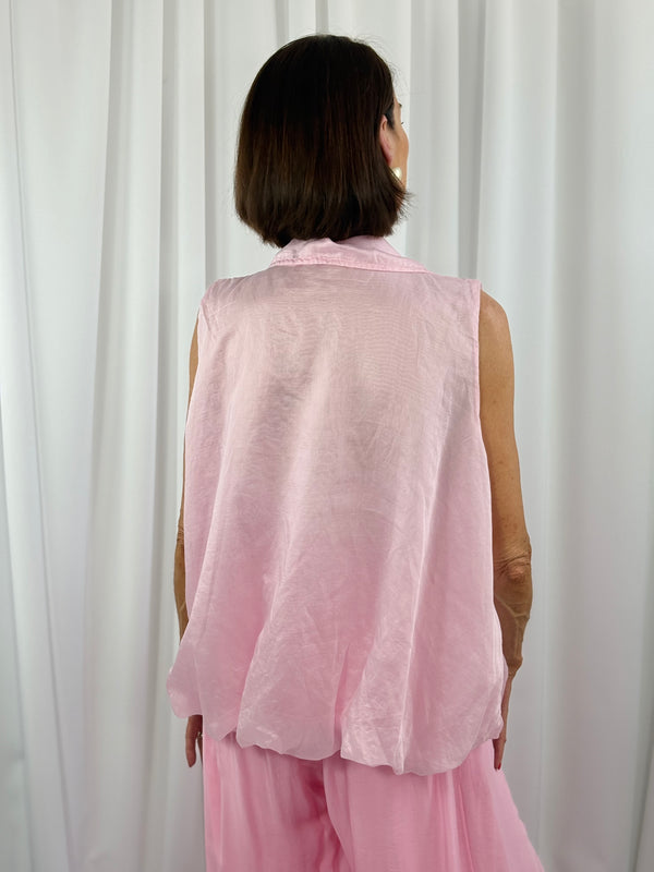 Bubble hem top in pink