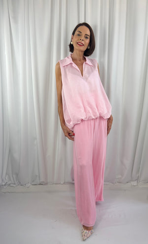 Bubble hem top in pink
