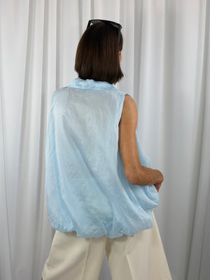 Bubble hem top in baby blue