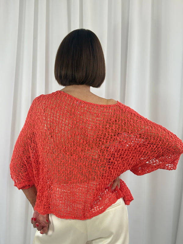 popcorn top in coral