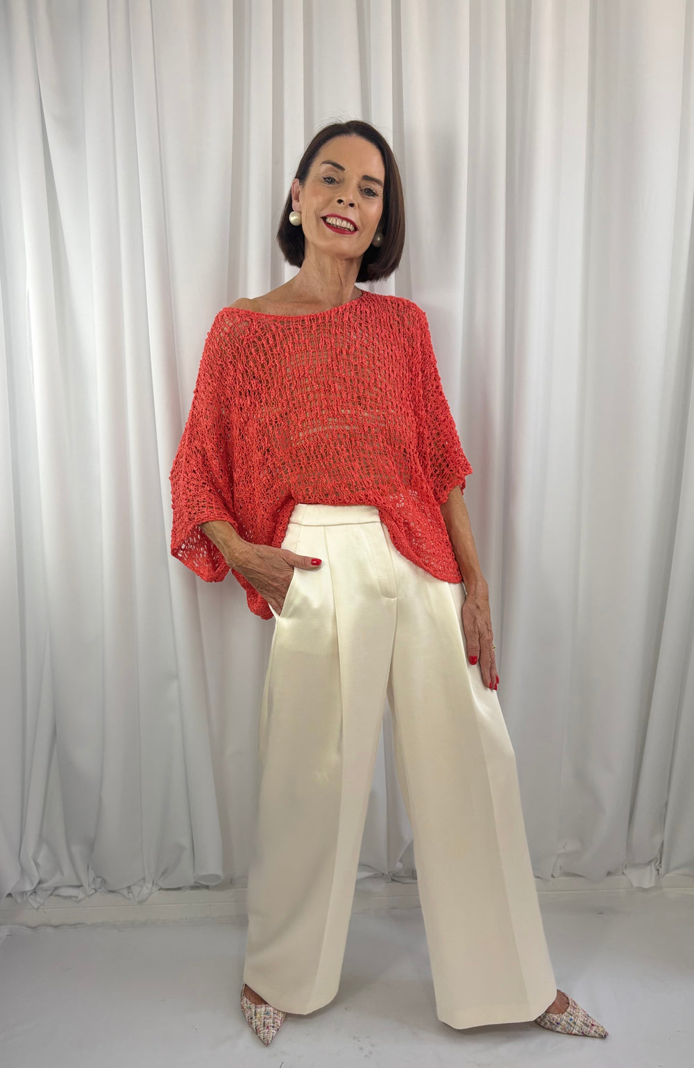 popcorn top in coral