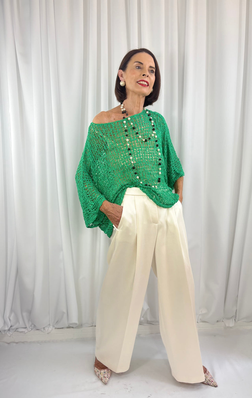 popcorn top in emerald green