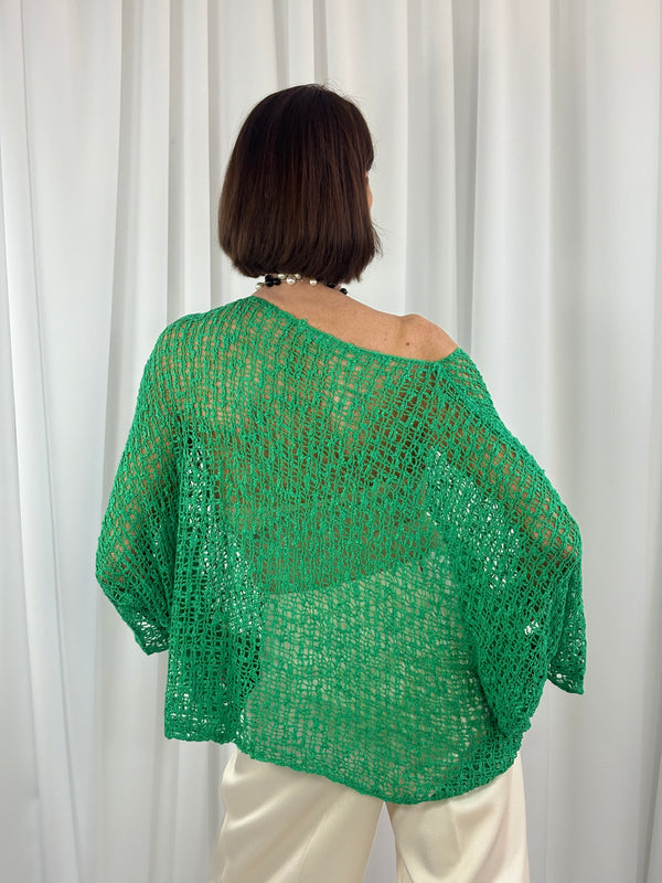 popcorn top in emerald green