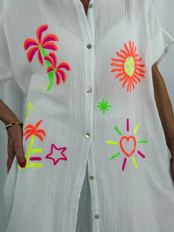 Palm Dress in white