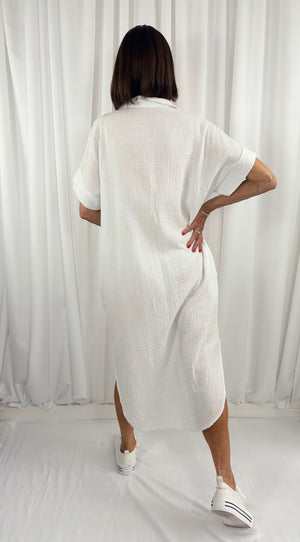 Palm Dress in white