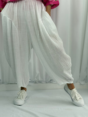 Palm trousers in white