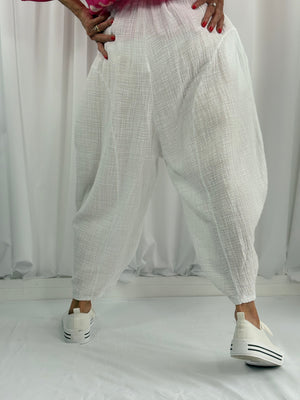 Palm trousers in white