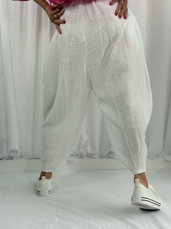 Palm trousers in white