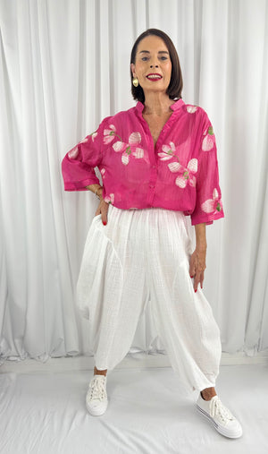 Palm trousers in white