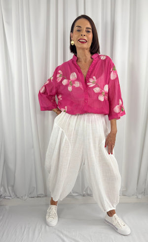 Palm trousers in white