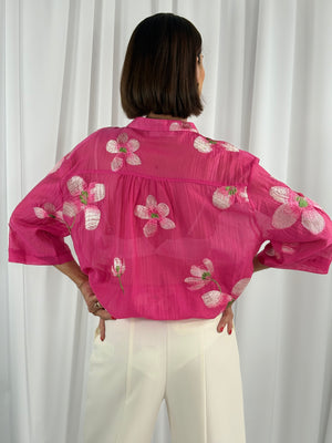 Maybel emroidered flower shirt in pink
