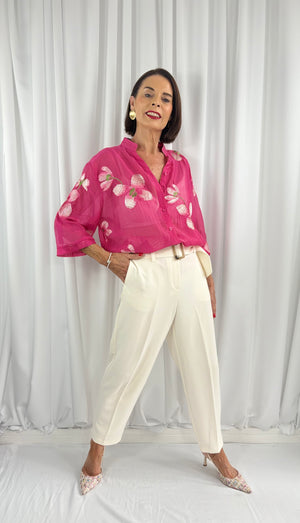 Maybel emroidered flower shirt in pink
