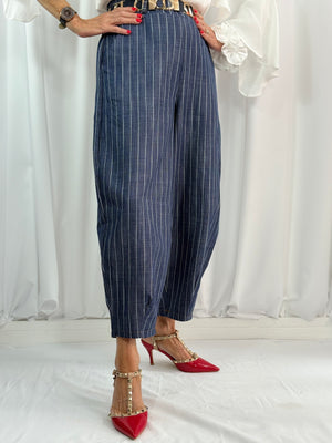 Santorini Cocoon Jeans in navy with white pin stripe