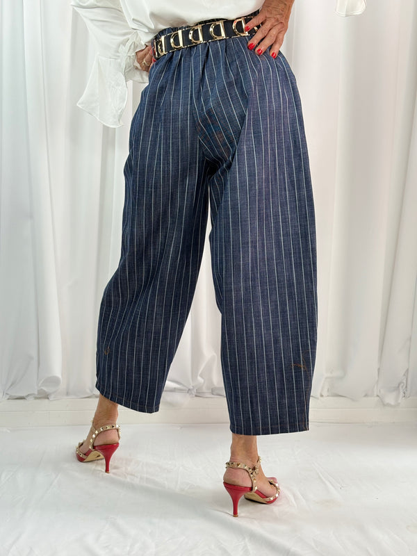Santorini Cocoon Jeans in navy with white pin stripe